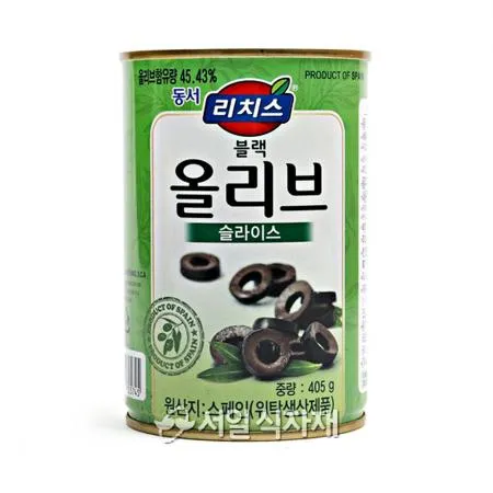 리치스 슬라이스 블랙 올리브 405g 통조림 피자 스파게티 샐러드 재료