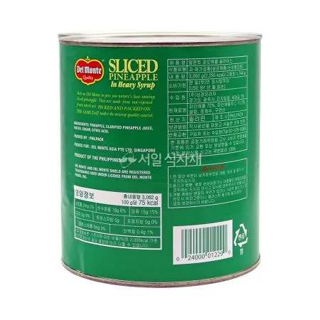 델몬트 파인애플 슬라이스 통조림 3.062kgX6개 1박스 이미지