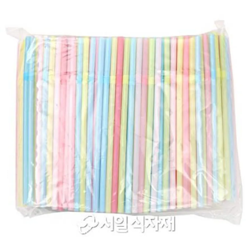 자바라 주름 빨대 파스텔 7mmX21cm 1봉(500개) 스트로우 음료 주스 쥬스 에이드 이미지