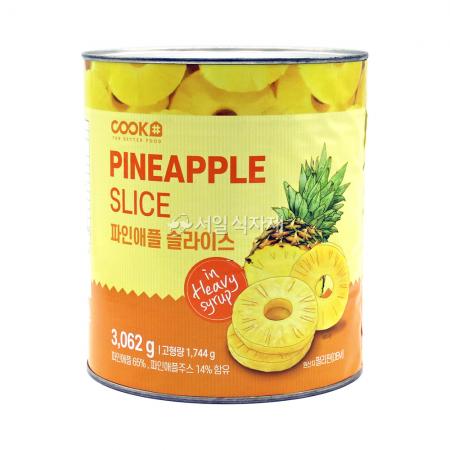 쿡샵 파인애플 슬라이스 통조림 3.026kg