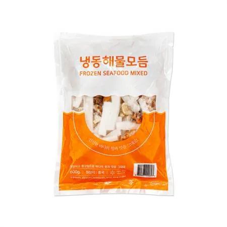 냉동해물모듬 600g 4종(오징어 새우살 바지락 홍합) 해물 믹스 파전 이미지