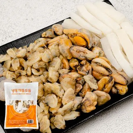 냉동해물모듬 600g 4종(오징어 새우살 바지락 홍합) 해물 믹스 파전