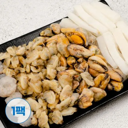 냉동해물모듬 600g 4종(오징어 새우살 바지락 홍합) 해물 믹스 파전