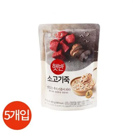 CJ 햇반 듬뿍 소고기죽 420g x5 업소용