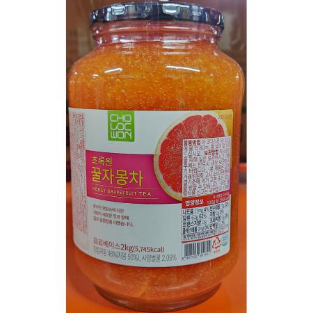 꿀자몽차(초록원 2kg) 업소용 자몽차 유리병 이미지