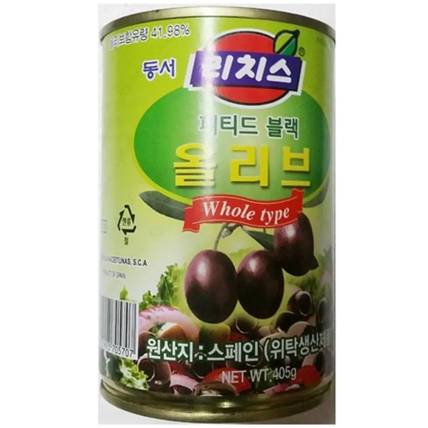 피티드 블랙 올리브 통조림 통 올리브 피클 리치스 올리브 405g 이미지