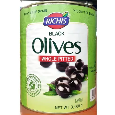 리치스 블랙 올리브 3Kg 올리브 절임 올리브 캔 블랙 올리브 홀 피티드
