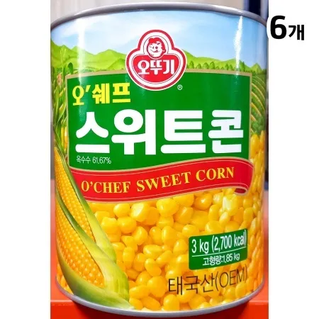 스위트콘(오쉐프 오뚜기 3.1Kg) X6 업소용 옥수수통조림