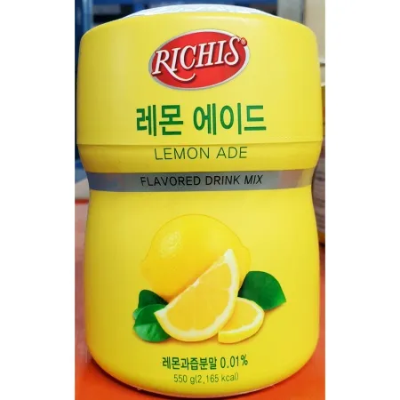 리치스 레몬에이드 가루 550g 1개 카페 에이드 청량 레몬가루 네모네이드 업소용