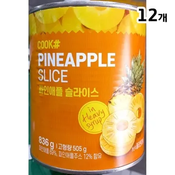 파인애플캔(쿡샵 슬라이스 836g) X12 파인애플통조림