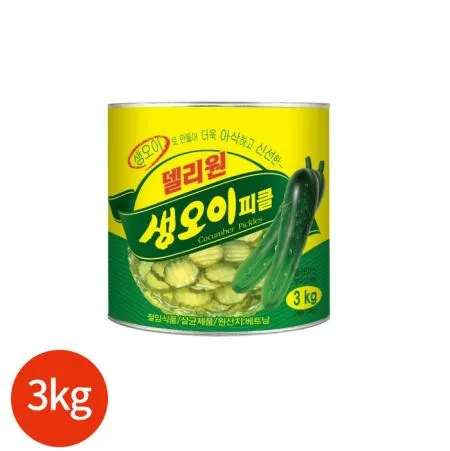 일미푸드 델리원 생오이피클 슬라이스 캔 3kg 업소용