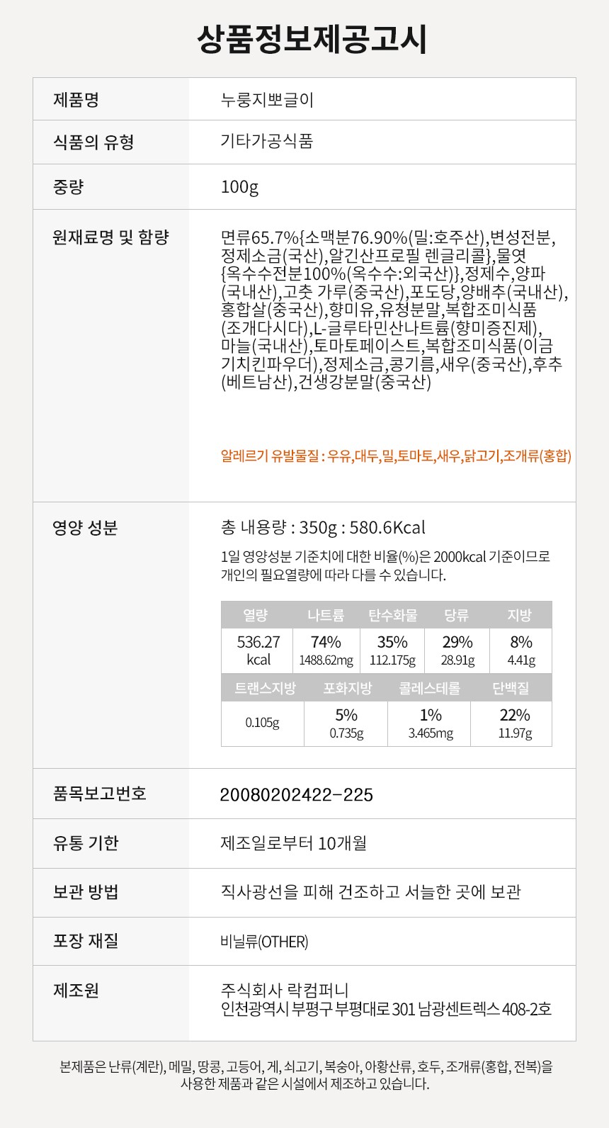 상품정보제공고시