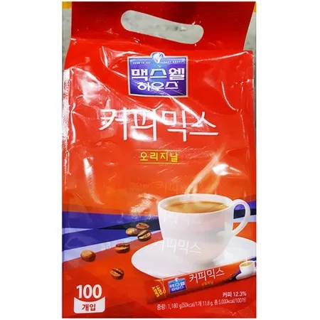 맥스웰 일회용 커피 믹스 100T X8 풍미 농축 사무실 키친 휴게 하우스 업소용