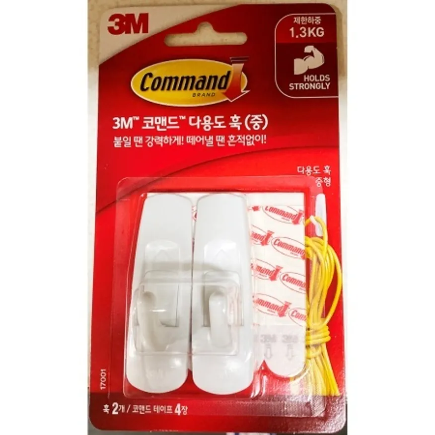 3M 전선정리용품 벽걸이형 6개 중 고정 훅 접착식 이미지
