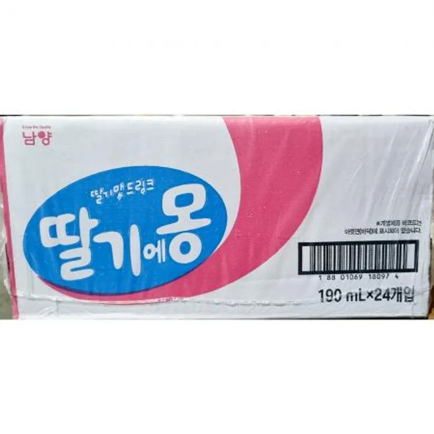 남양유업 우유 180ml X24개 종이팩 딸기에몽 빨대 업소용 이미지
