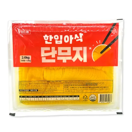 한입아삭 단무지(얇은반달 2.6Kg/EA) 업소용 대용량 반달 슬라이스 슬림