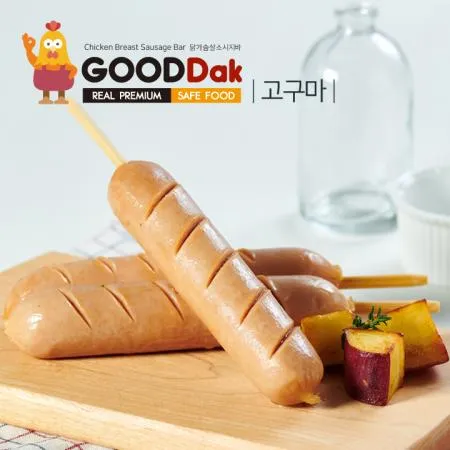 [굳닭]  닭가슴살 소시지바(핫바) 5종_15팩(오리지널3, 고구마3, 청양고추3, 카레3, 훈제3) 다이어트 캠핑 간편식 다이어트 밀키트 술안주 야식 간식 디저트 술안주 원팩 이미지