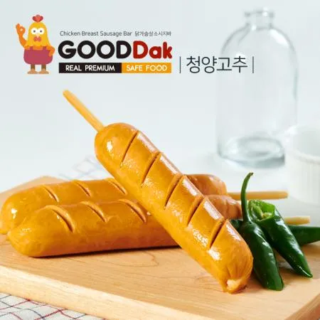 [굳닭]  닭가슴살 소시지바(핫바) 5종_15팩(오리지널3, 고구마3, 청양고추3, 카레3, 훈제3) 다이어트 캠핑 간편식 다이어트 밀키트 술안주 야식 간식 디저트 술안주 원팩 이미지