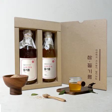 깊은풍미 고소한 저온압착 들기름 350ml*2 + 선물포장