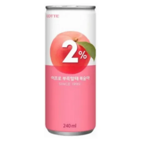 2% 부족할때 복숭아 1BOX 240ML X 30개입 롯데 칠성