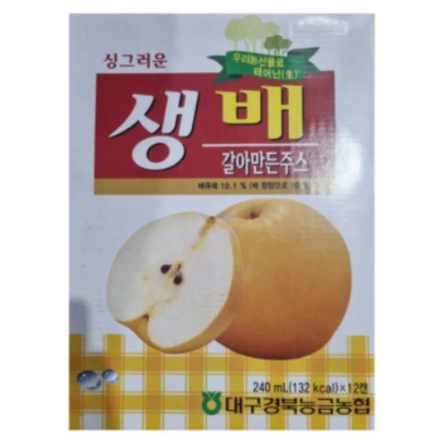 갈아만든주스 배 1BOX 240ML X 12개입 경북능금농협 이미지