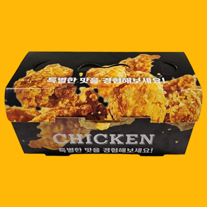직사각형 FC-1 소 순살 한마리 합지 치킨박스 100매 통닭 포장용기 배달 상자 이미지