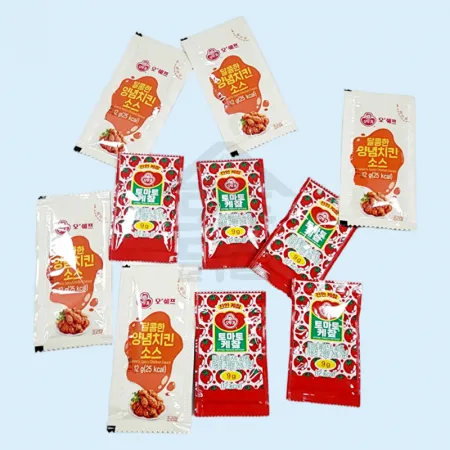 오뚜기 봉지 소포장 일회용 양념치킨소스 12g 5개 + 토마토케찹 9g 5개 낱개포장 세트