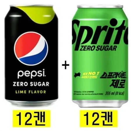 펩시콜라 제로슈거 라임향(업소용) 355mlx12캔+스프라이트 제로 355mlx12캔