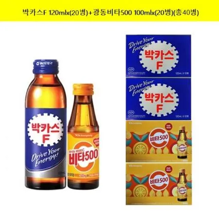 박카스F120mlx(20병)+광동 비타500 100mlx(20병)(총40병)타우린 자양강장 음료