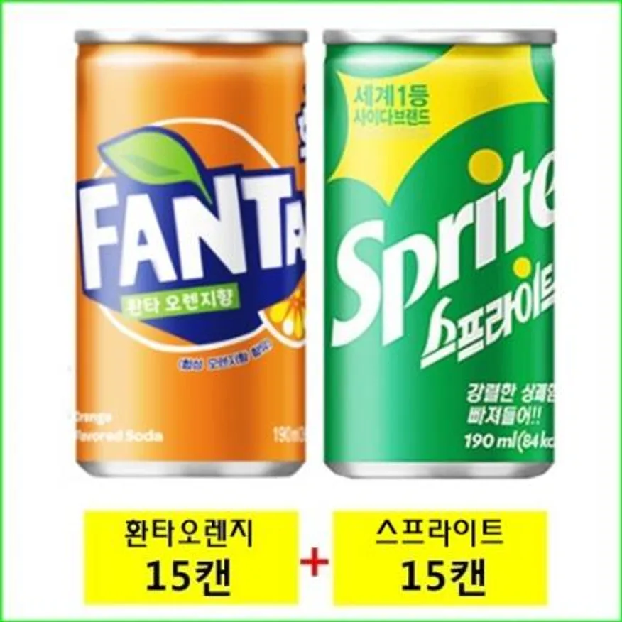 환타오렌지 190mlx(15캔) + 스프라이트 190mlx(15캔) 이미지