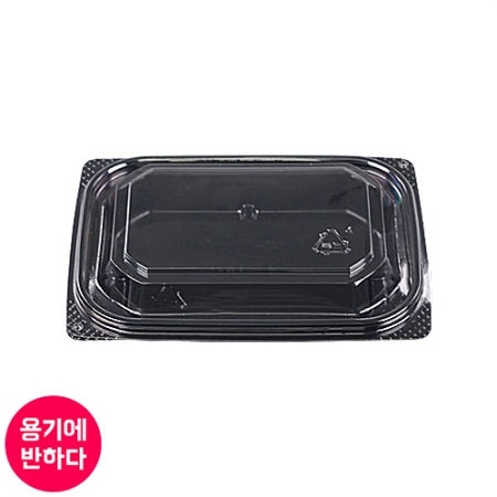 [배송지연] [BK] 일회용 PET 반찬포장용기 D-001(흑색)1000개세트 [몸통+뚜껑]