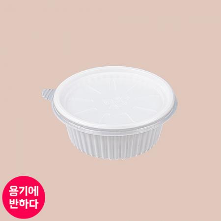 주름형 PP 국물용기+반투명뚜껑 EL 105파이 소(백색) 1000개세트[합포장]