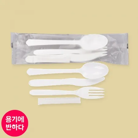 [CP] 일회용 수저 나이프 포크 이쑤시개 세트 400개 백색