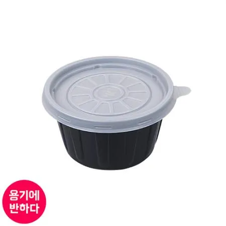 [JH] 일회용 PS국물용기 105파이 중 (흑색) 1000개 세트 [몸통+뚜껑]