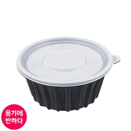 [BFP/구형] 냉면용기 190파이 대 (흑색) 300세트 탕용기 일회용 우동 칼국수 [몸통+뚜껑]