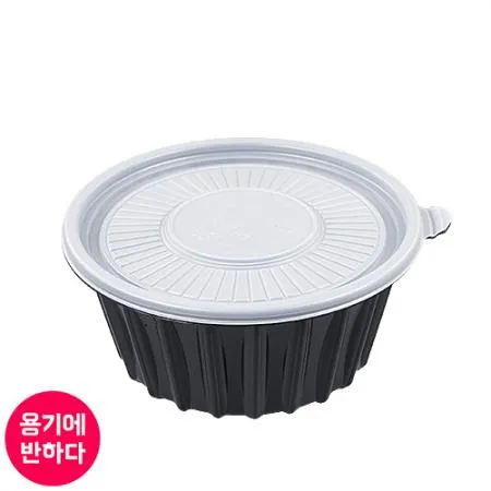 [BFP/구형] 냉면용기 190파이 대 (흑색) 300세트 탕용기 일회용 우동 칼국수 [몸통+뚜껑]