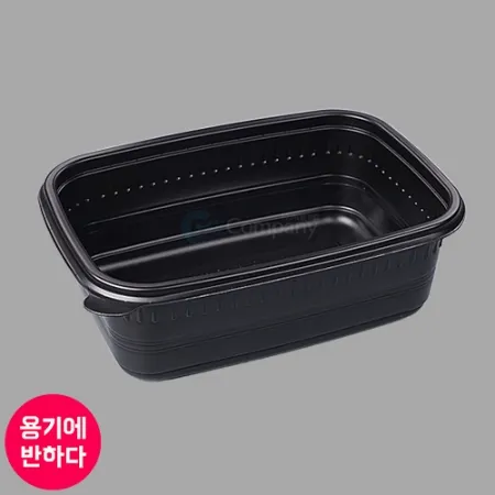 [AJ] 일회용 사각 죽용기 (흑색) 대 500개 세트 [몸통+뚜껑] 이미지