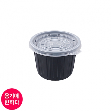 [BK] 일회용 PS국물용기 95파이 대 (흑색) 1000개 세트 [몸통+뚜껑]