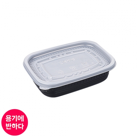 [배송지연] [SJP] 사각 죽용기 소(흑색) 500개세트(몸통+뚜껑)