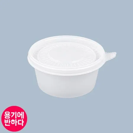 [BFP-350] 일회용 원형 죽용기 반찬포장(반투명) 800개세트 [몸통+뚜껑]
