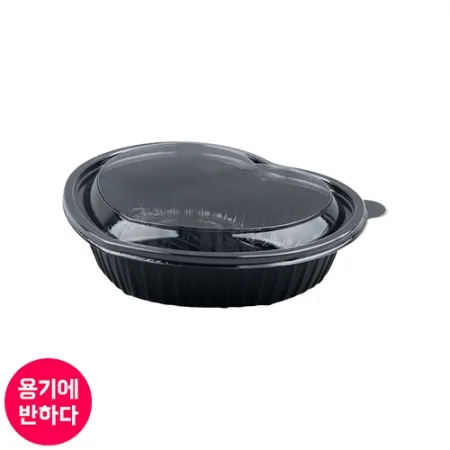 [DL-444] 일회용 PET 흑색 하트도시락 500개세트 [몸통+뚜껑] 이미지