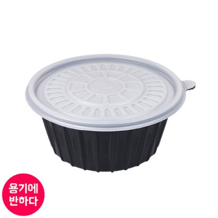 [FP] 냉면용기 195파이 대 (흑색) 400개세트 탕용기 일회용 [몸통+뚜껑]