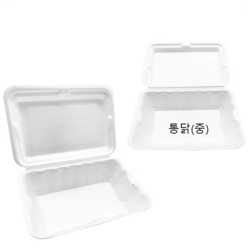 도시락 통닭(중) 150개 / 포장용기 일회용 배달용 도시락용기 보쌈 만두 찐빵 족발포장 스티로폼 PSP 흰머리아저씨 이미지