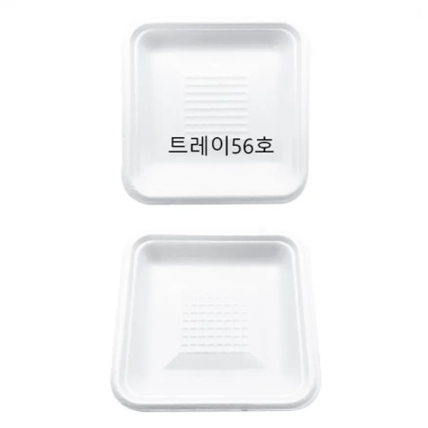 트레이 56호(백색) 1,000개/ 정사각접시 일회용 떡포장 떡접시 배달용기 스티로폼 흰머리아저씨 PSP 이미지