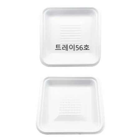 트레이 56호(백색) 1,000개/  정사각접시 일회용 떡포장 떡접시 배달용기 스티로폼 흰머리아저씨 PSP 이미지