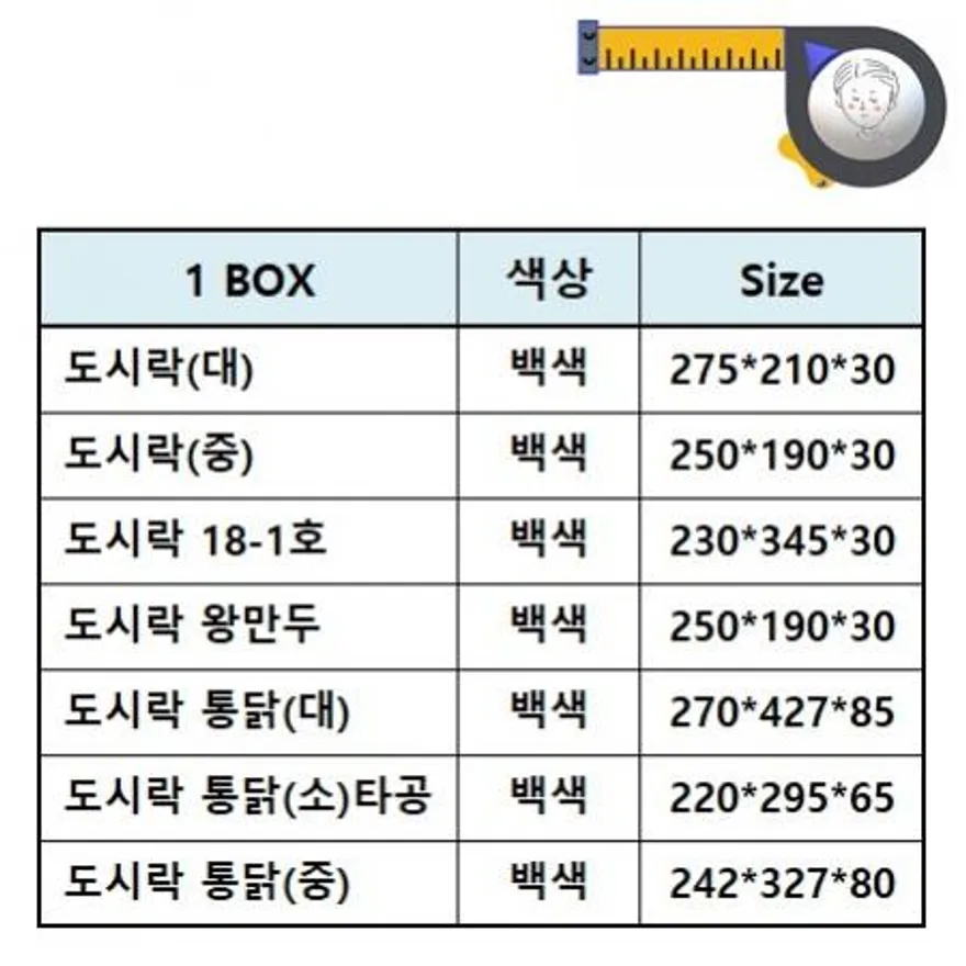 도시락 통닭(대) 200개 / 포장용기 일회용 배달용 도시락용기 보쌈 만두 찐빵 족발포장 스티로폼 PSP 흰머리아저씨 이미지
