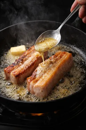 [에이징그라운드] 황금비율 3cm 버터삼겹살 스테이크 500g 1+1