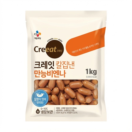 ★한정수량 초특가★ CJ 크레잇 칼집낸 만능비엔나 1kg 칼집비엔나 비엔나 소세지 소시지