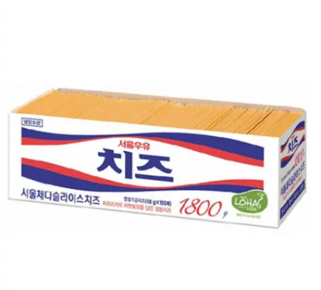 서울우유 체다치즈(슬라이스 업소용 18g*100입) 1.8kg 냉장 이미지