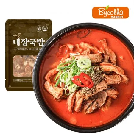 춘풍접객 춘풍 얼큰 내장국밥 155g / 1인분 밀키트 국밥 해장국 / 캠핑음식 캠핑요리 캠핑밀키트 / 냉동국밥 순대국